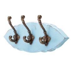 Turquoise Antique Small Wall Wooden Iron Hooks
